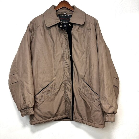 Middlebrook Park Jackets & Blazers - Vintage Middlebrook Park Winter Coat Beige Long Sleeve 90s Full Zip Cotton Women